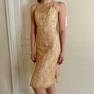 SOLD Vintage Van Raalte Champagne Gold Ivory Lace Slip Dress Nightgown